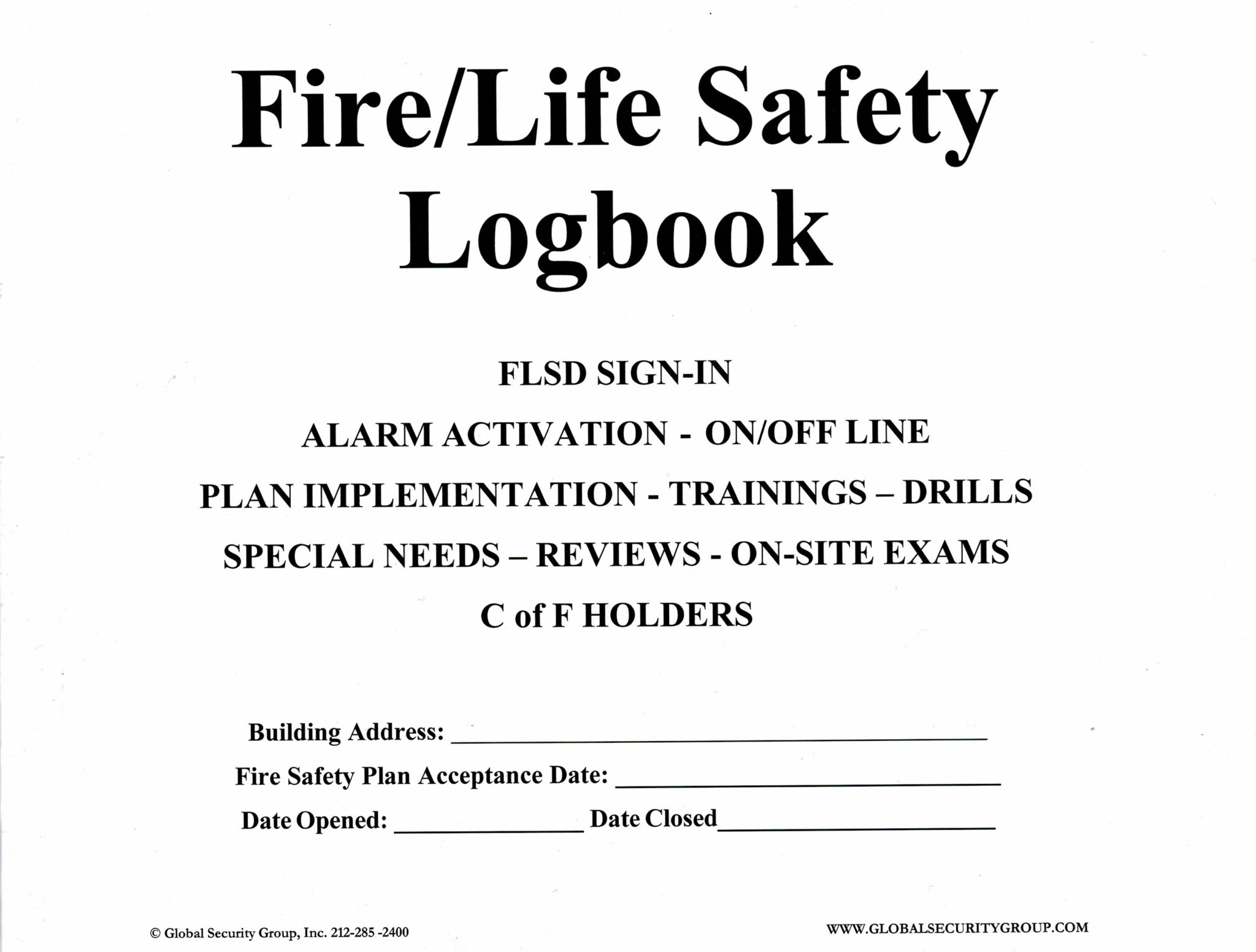 Office Building Alarm Logbook | Approved For FDNY Compliance